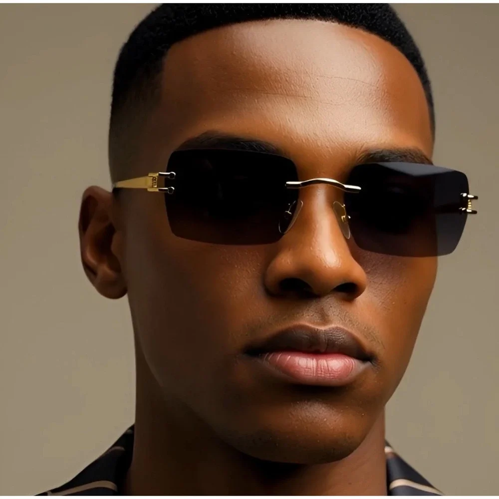 Men Sunglasses Dark Black Lens Outdoor Driving Diamond Cut Cholo Street‎ Trendy